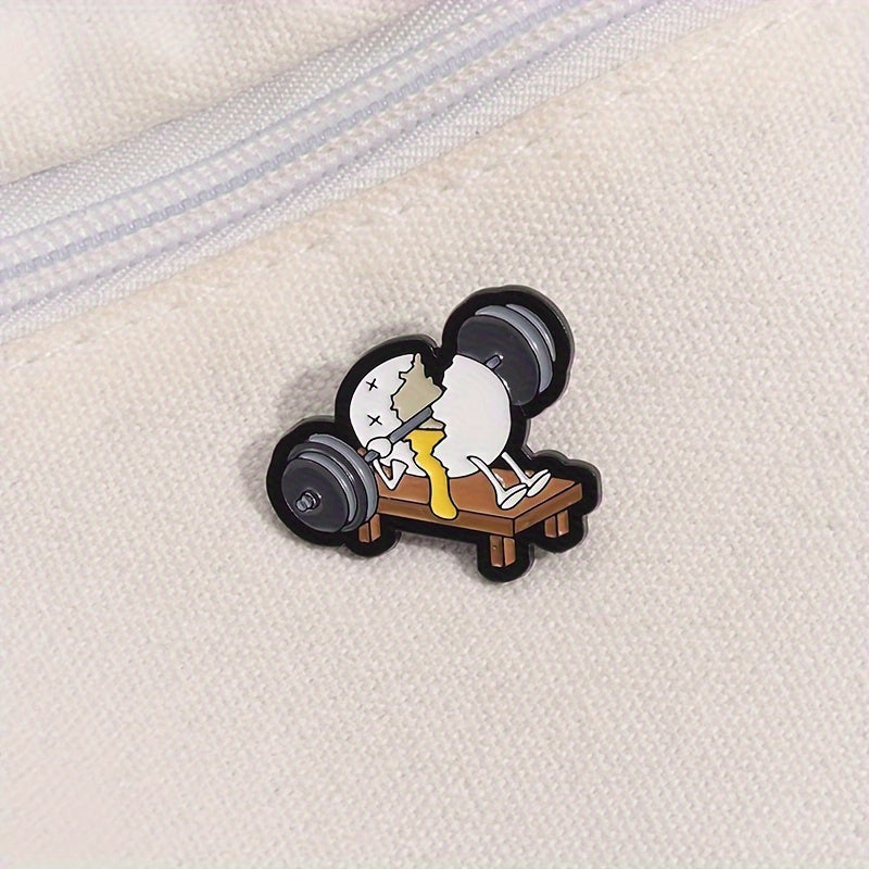 Gewichtheber-Ei Anstecker – Skurriler Cartoon-Pin im lustigen Design, Vielseitiges Accessoire für Kleidung, Taschen & mehr