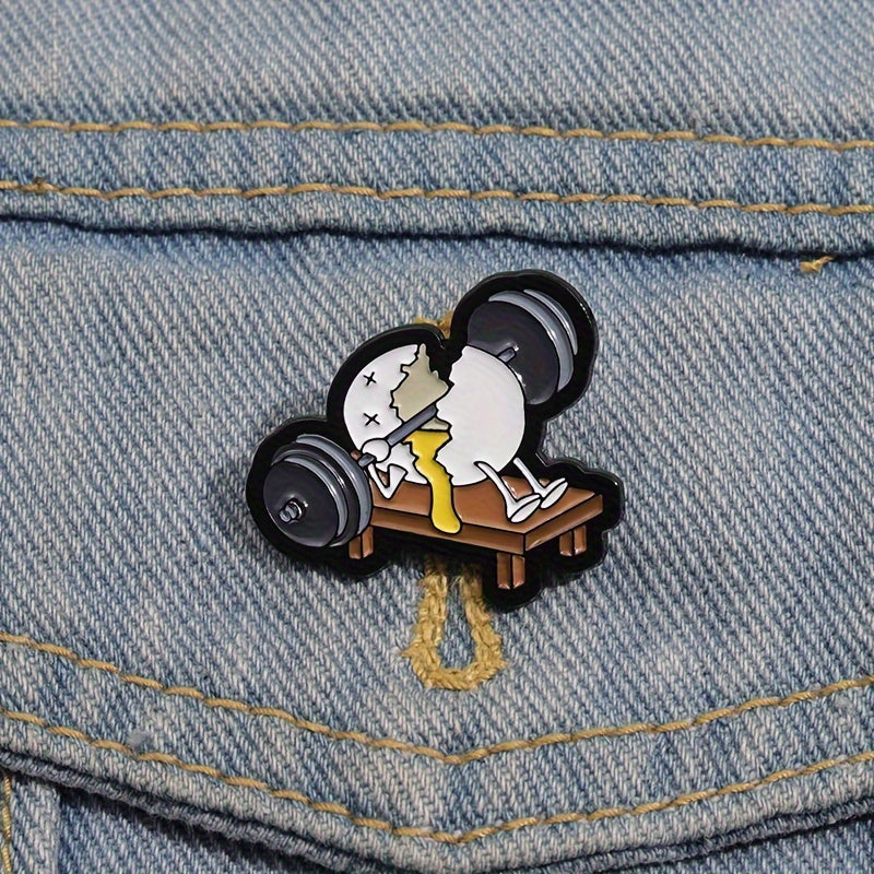 Gewichtheber-Ei Anstecker – Skurriler Cartoon-Pin im lustigen Design, Vielseitiges Accessoire für Kleidung, Taschen & mehr