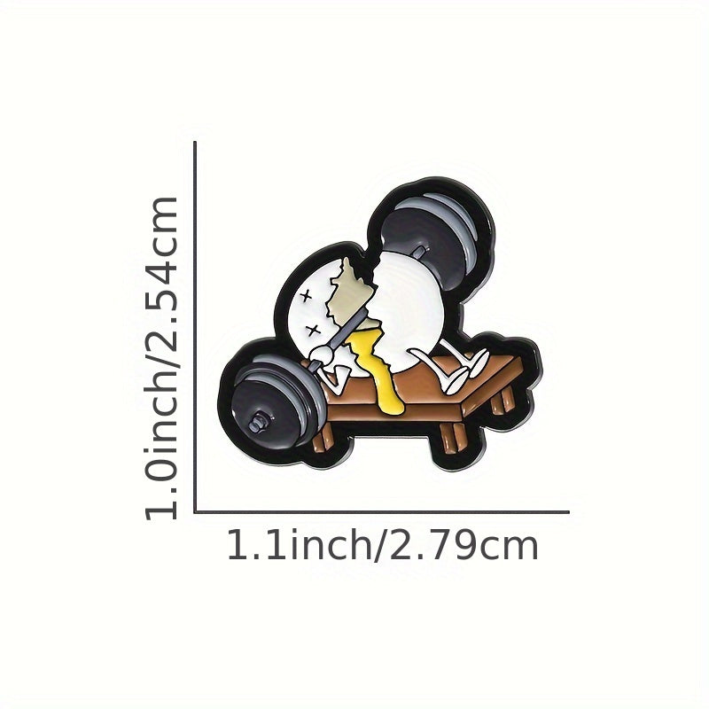 Gewichtheber-Ei Anstecker – Skurriler Cartoon-Pin im lustigen Design, Vielseitiges Accessoire für Kleidung, Taschen & mehr