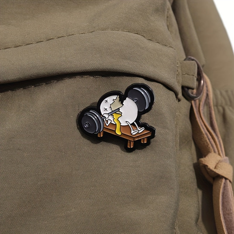 Gewichtheber-Ei Anstecker – Skurriler Cartoon-Pin im lustigen Design, Vielseitiges Accessoire für Kleidung, Taschen & mehr