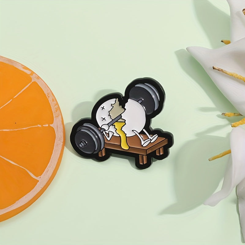 Gewichtheber-Ei Anstecker – Skurriler Cartoon-Pin im lustigen Design, Vielseitiges Accessoire für Kleidung, Taschen & mehr