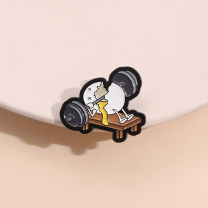 Gewichtheber-Ei Anstecker – Skurriler Cartoon-Pin im lustigen Design, Vielseitiges Accessoire für Kleidung, Taschen & mehr