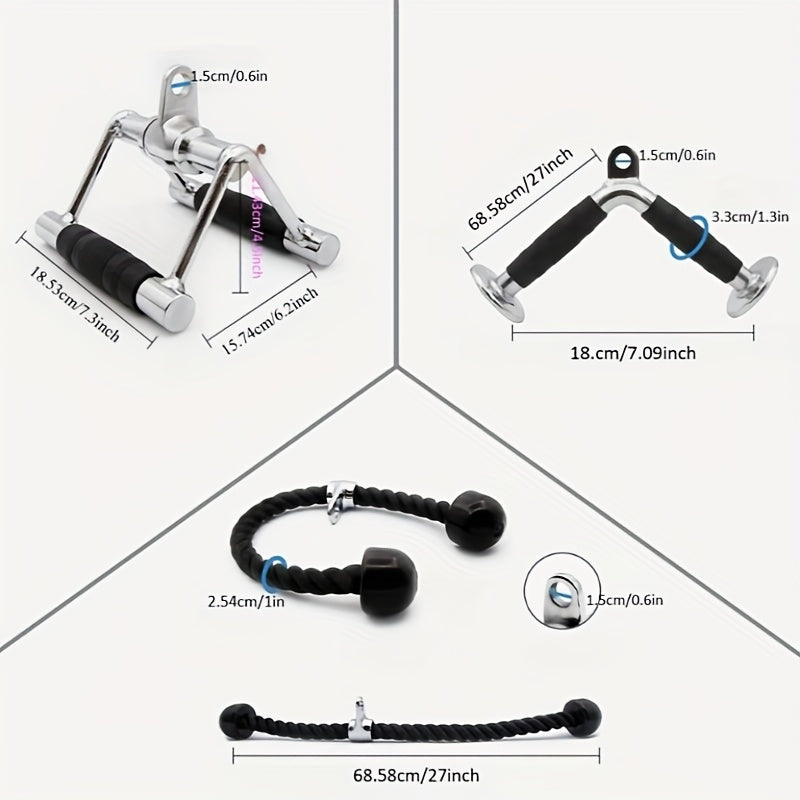 RitFit Gym Kabelmaschinen-Kit – V-Bar, Trizepsseil & Doppel-D-Griffe